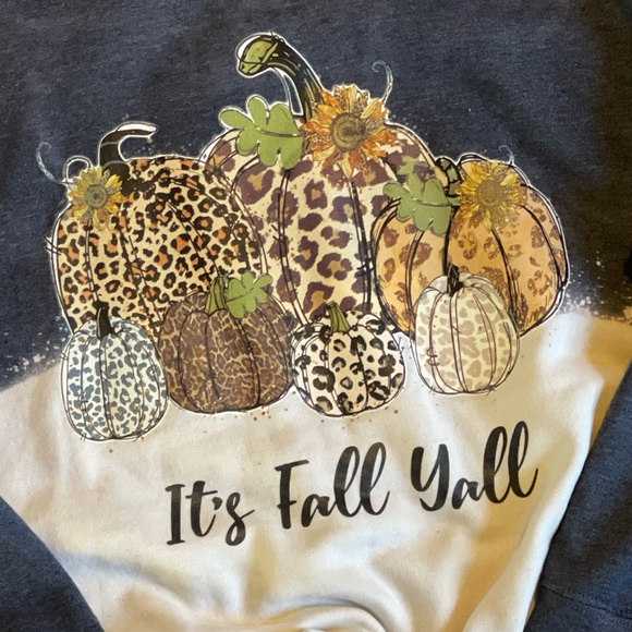 It’s FALL y’all leopard pumpkin bleached sweatshirt - Picture 2 of 2
